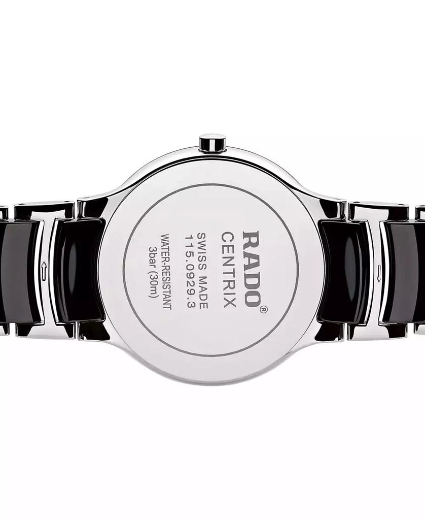 商品Rado|Watch, Unisex Swiss Centrix Diamond Accent Stainless Steel and Black Ceramic Bracelet 38mm R30934712,价格¥10131,第3张图片详细描述