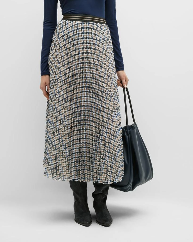 商品Marella|Fresco Pleated Houndstooth Tulle Midi Skirt,价格¥929,第1张图片