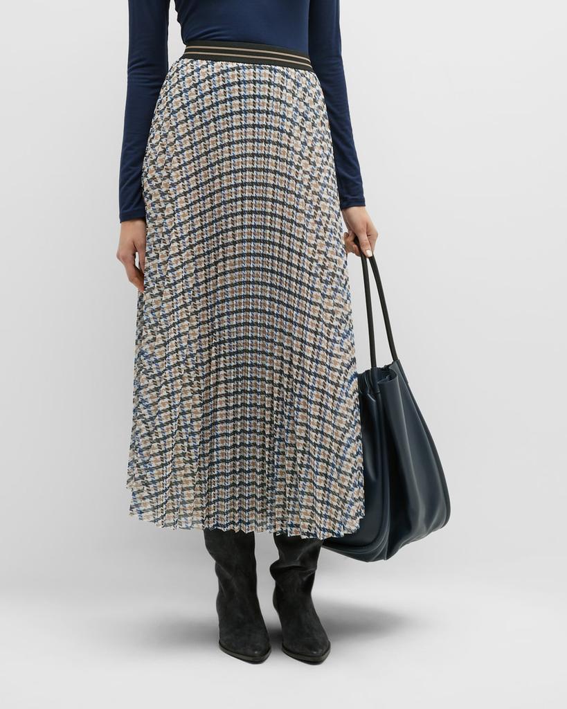 商品Marella|Fresco Pleated Houndstooth Tulle Midi Skirt,价格¥2093,第1张图片