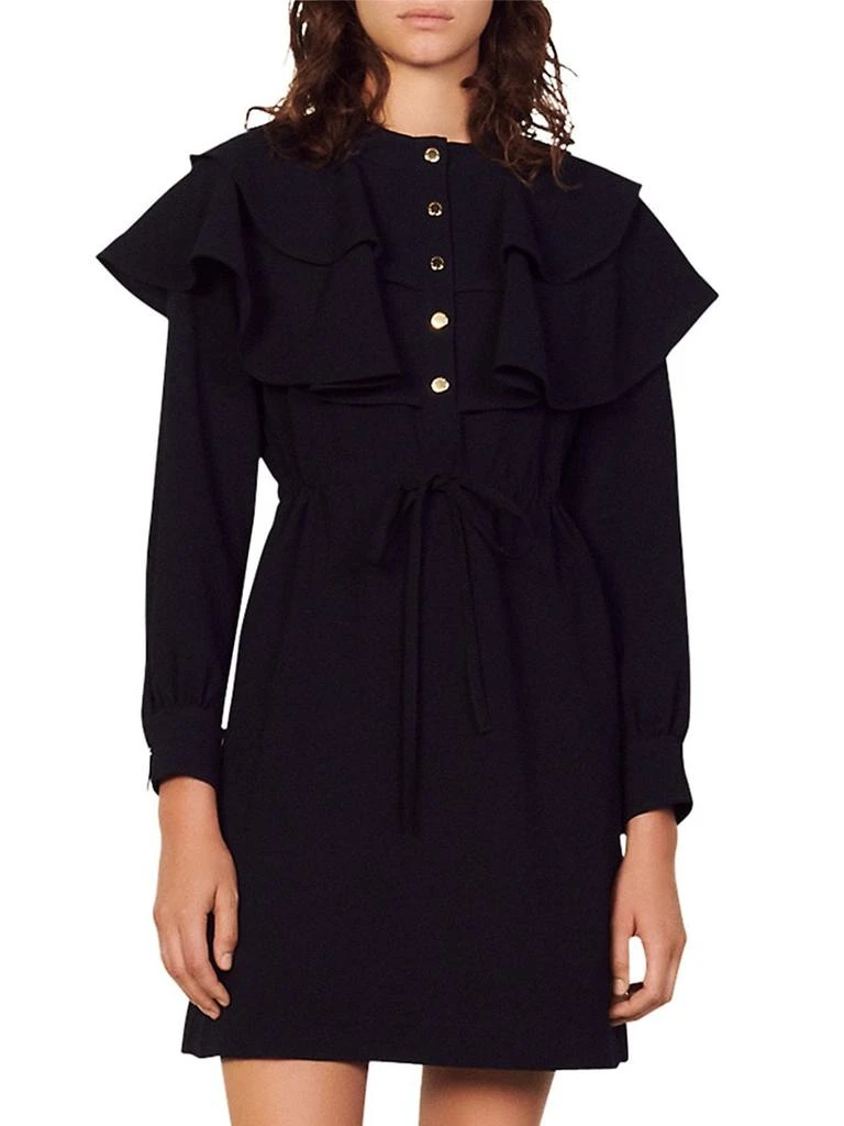 商品Sandro|Wendy Ruffled Tie-Front Minidress,价格¥1376,第3张图片详细描述