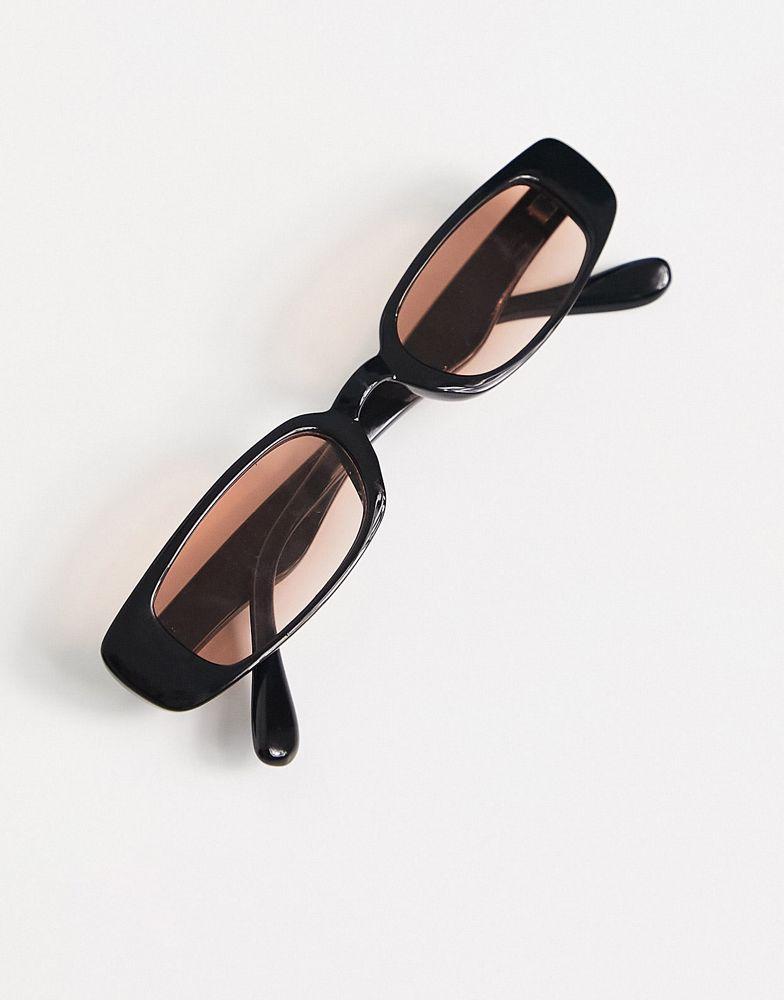 ASOS DESIGN skinny rectangles sunglasses in black with orange lens - BLACK商品第3张图片规格展示