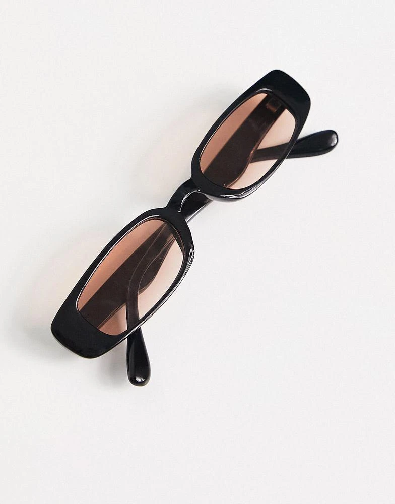 商品ASOS|ASOS DESIGN skinny rectangles sunglasses in black with orange lens - BLACK,价格¥39,第3张图片详细描述