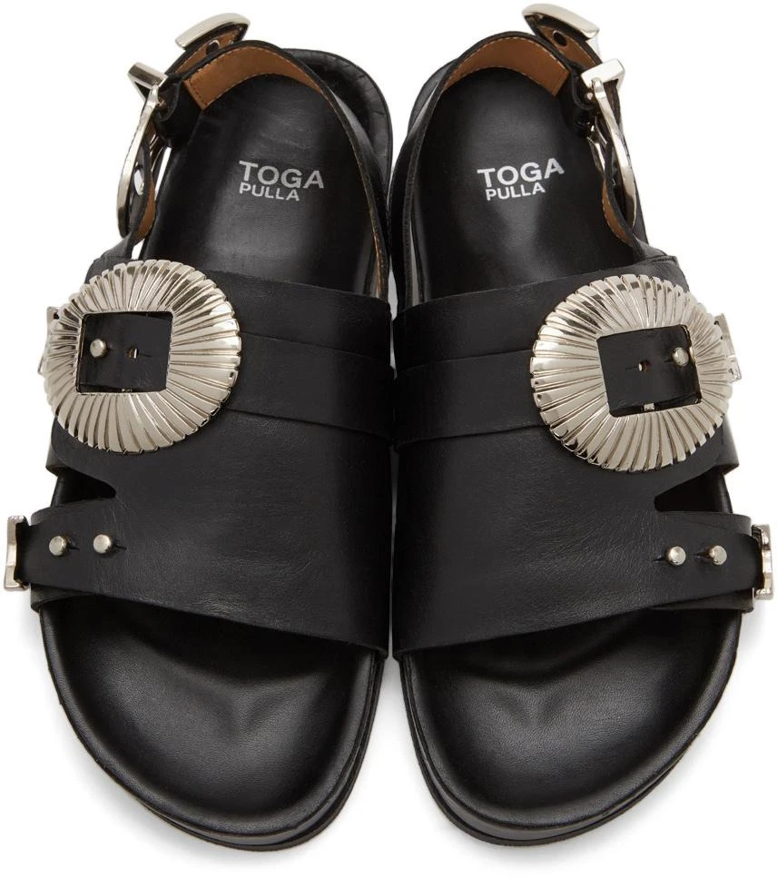 Toga Pulla SSENSE Exclusive Black Oversized Buckle Flat Sandals 5