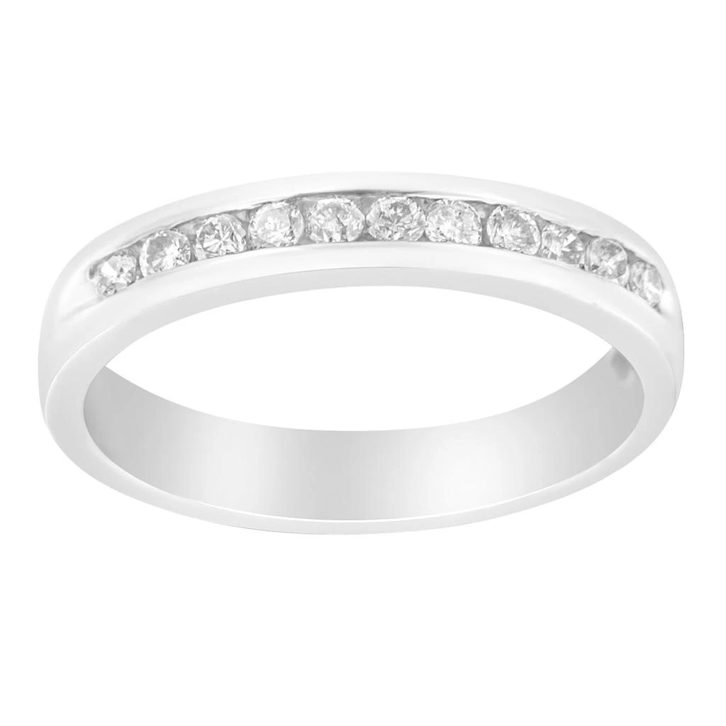 商品Haus of Brilliance|18K White Gold 1/4 Cttw Channel Set Brilliant Round-Cut Diamond Classic 11 Stone Wedding Band Ring,价格¥7661,第1张图片