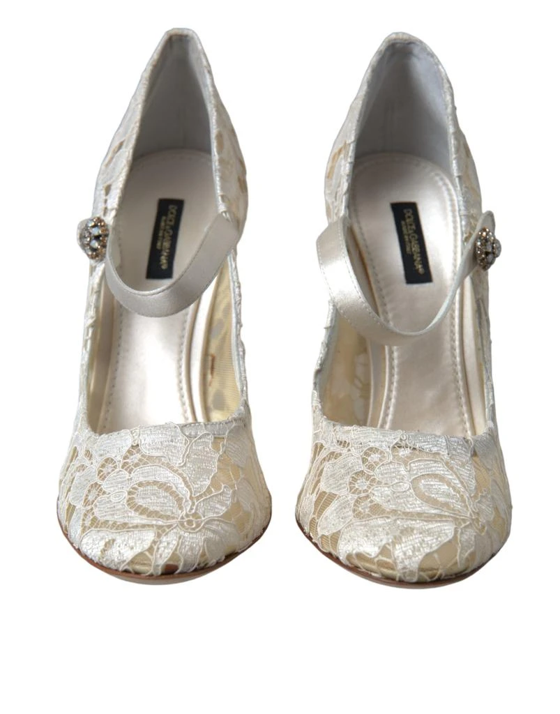 商品Dolce & Gabbana|Dolce & Gabbana Chic Lace Block Heels Sandals in Cream White,价格¥4818,第2张图片详细描述