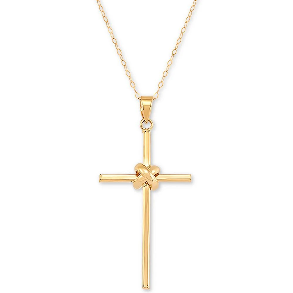 商品Macy's|Polished Cross 18" Pendant Necklace in 14k Gold,价格¥1352,第1张图片
