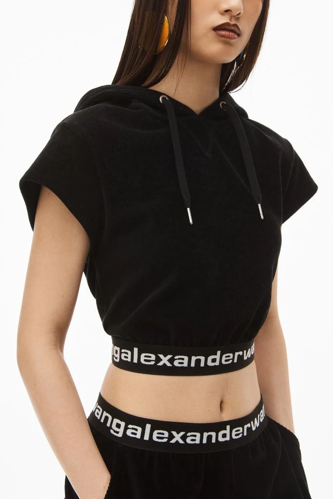 商品Alexander Wang|CAP SLEEVE HOODIE IN STRETCH CORDUROY,价格¥879,第4张图片详细描述