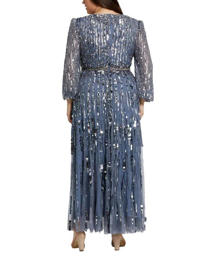 商品Mac Duggal|Mac Duggal Long Sleeve Beaded Crystal Deep V Neckline Gown,价格¥5279,第2张图片详细描述