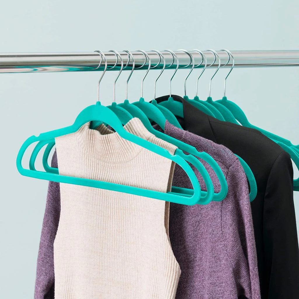 商品Home Basics|Home Basics 10 Piece Velvet Hanger, Turquoise,价格¥119,第2张图片详细描述