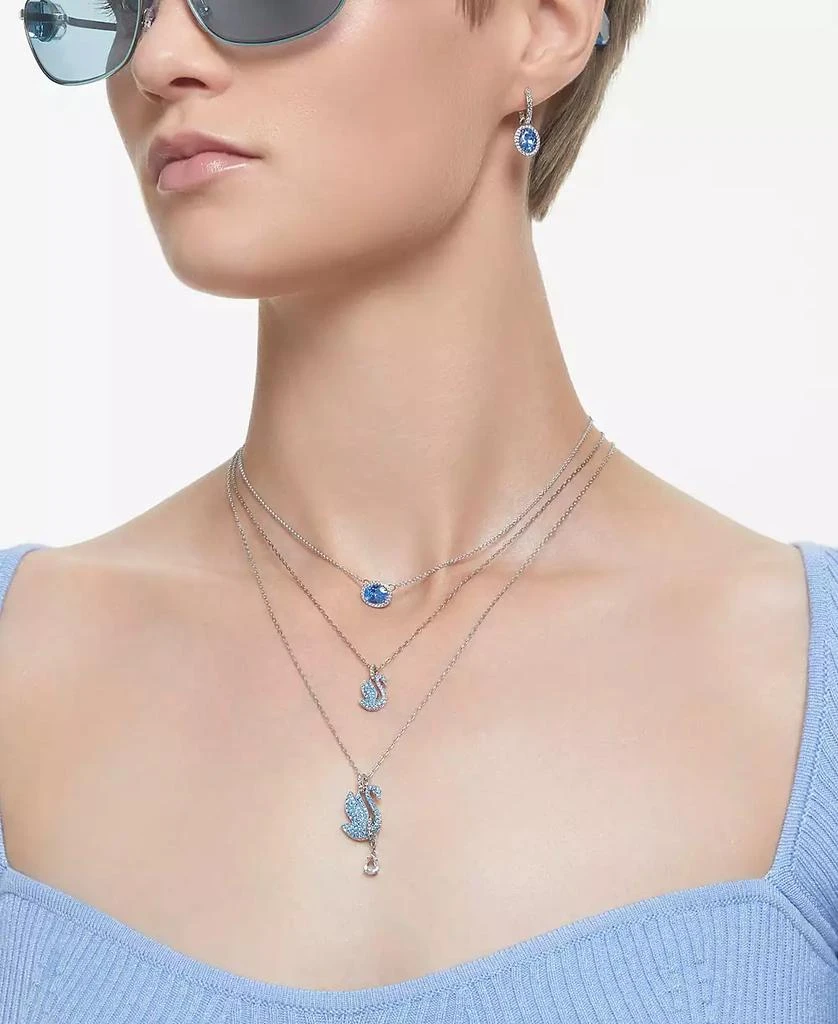 商品Swarovski|Silver-Tone 2-Pc. Set Blue & White Crystal Iconic Swan Pendant Necklace & Matching Stud Earrings,价格¥1467,第4张图片详细描述