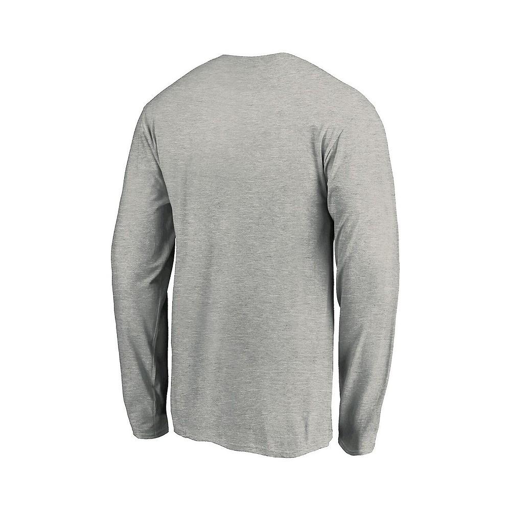 Men's Branded Heathered Gray Vegas Golden Knights Authentic Pro Secondary Logo Long Sleeve T-shirt商品第2张图片规格展示