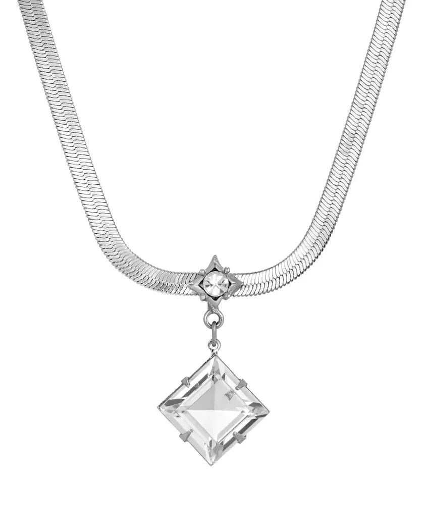 商品2028|Women's Silver Tone Crystal Stone Necklace,价格¥329,第1张图片