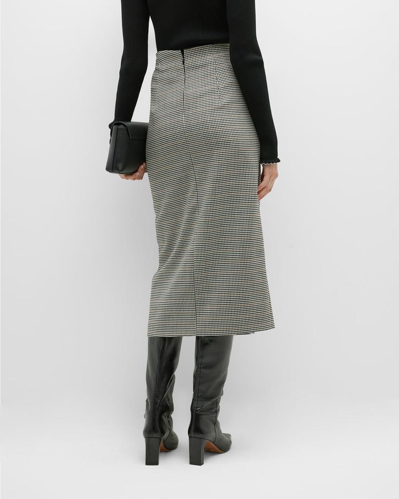 Susanna Ruched Gingham A-Line Midi Skirt商品第4张图片规格展示