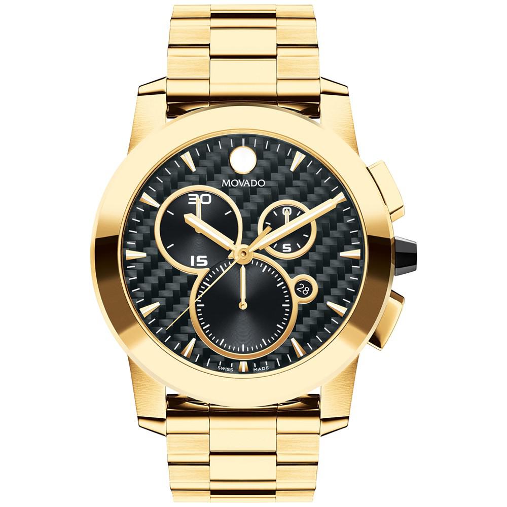 Vizio Men's Swiss Chronograph Gold-Tone PVD Bracelet Watch 45mm商品第1张图片规格展示