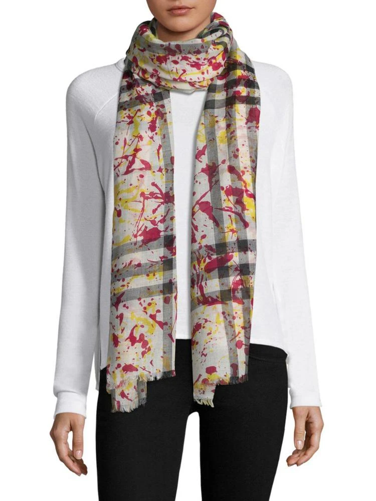 商品Burberry|Splatter Check Wool & Silk Scarf,价格¥2208,第1张图片