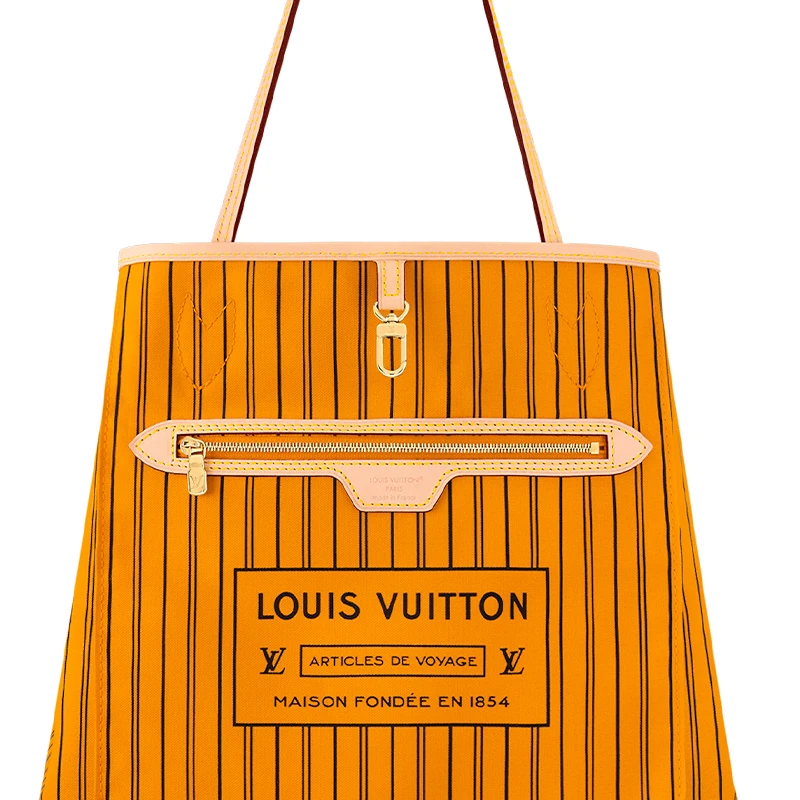 商品[国内直发] Louis Vuitton|NEVERFULL ANDOULIÈRE INSIDE OUT MM 可拆卸可调节肩带竖条纹设计 Monogram 涂层帆布 双面Neverfull 托特包Tote包单肩手提包 中号 女款 橙色,价格¥19864,第7张图片详细描述