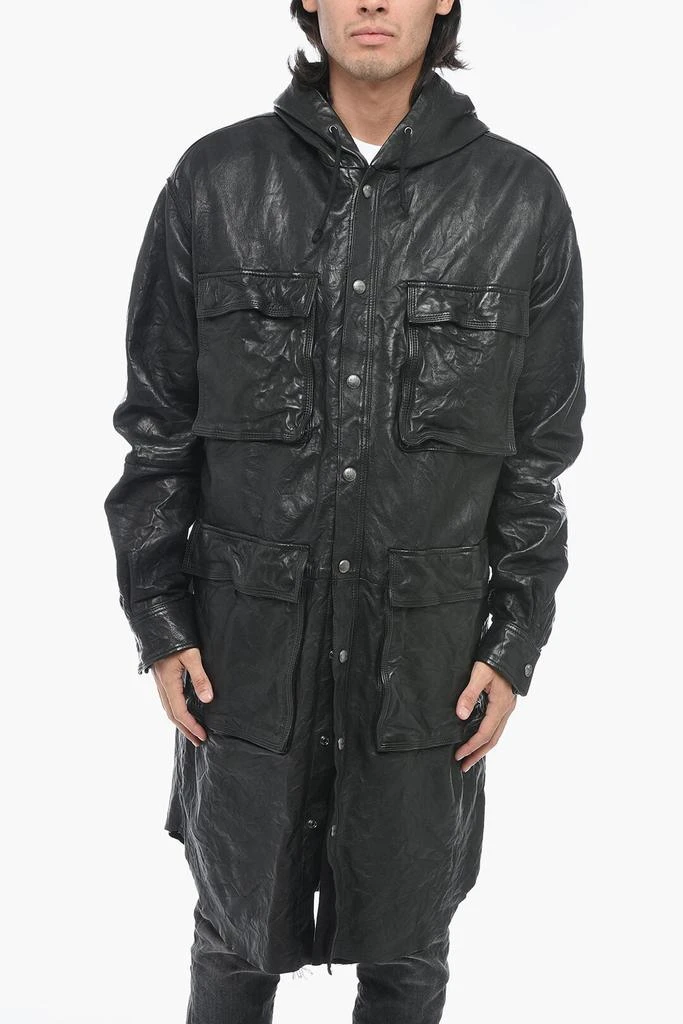 商品Diesel|Diesel Leather L-BAT Jacket with Wrinked Effect,价格¥6202,第1张图片