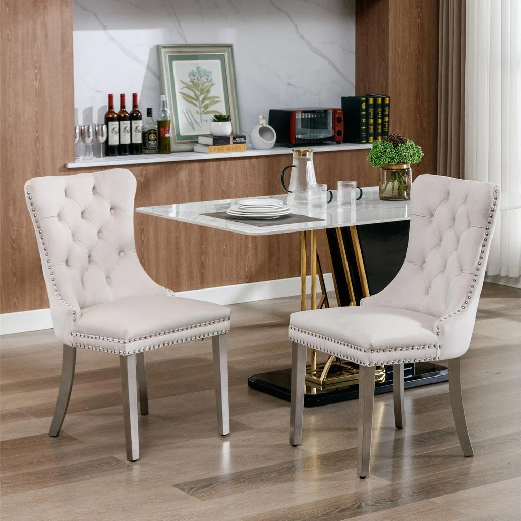 商品Streamdale Furniture|Streamdale Contemporary Velvet Dining Chairs,价格¥2543,第1张图片