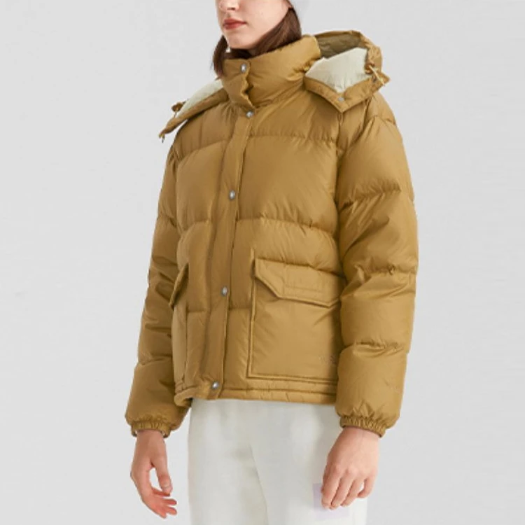 商品[国内直发] The North Face|北面 品牌Logo印花户外运动休闲连帽面包羽绒服 女款 卡其色,价格¥1963,第5张图片详细描述