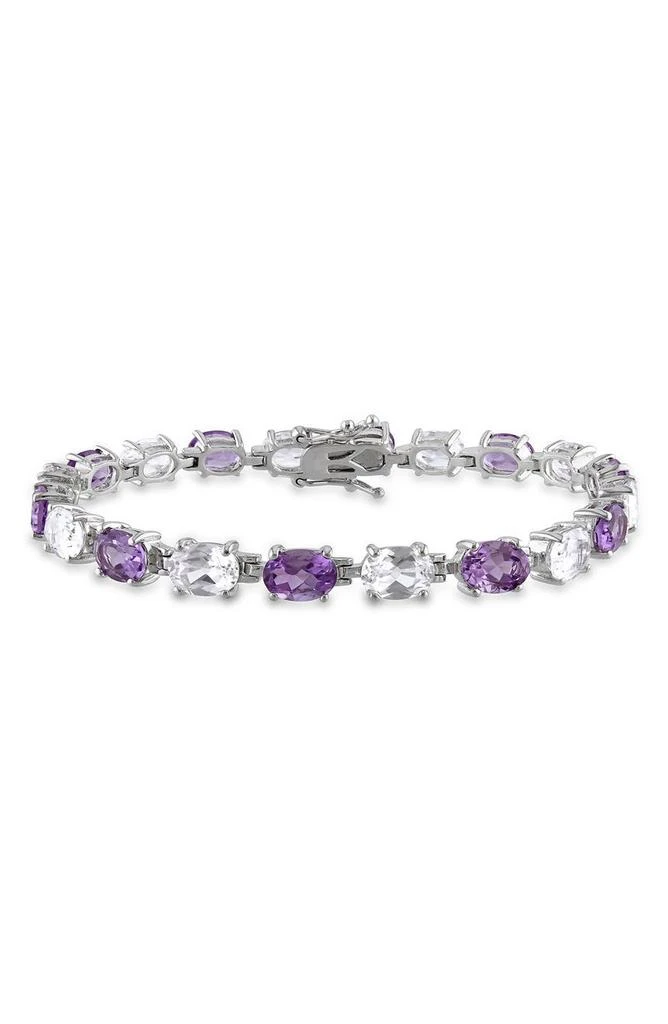 商品DELMAR|Sterling Silver Alternating Amethyst & Created White Sapphire Bracelet,价格¥986,第1张图片