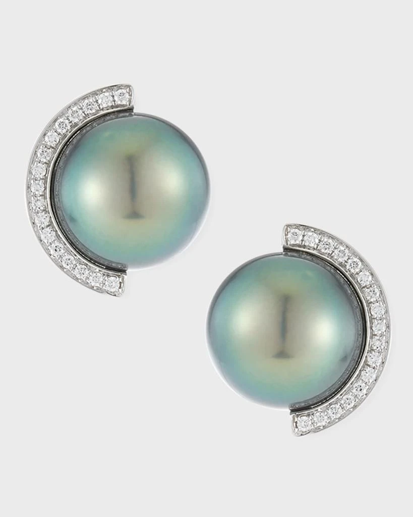 商品BELPEARL|18k Diamond Half-Halo Pearl Stud Earrings,价格¥28344,第1张图片