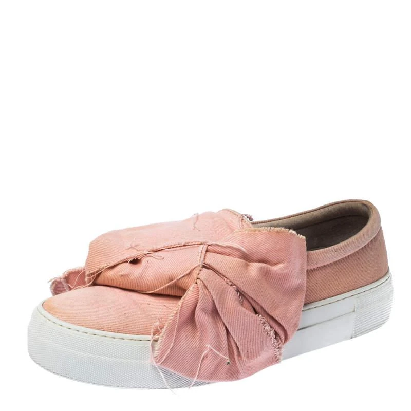 商品[二手商品] Joshua Sanders|Joshua Sanders Light Pink Canvas Bow Slip On Sneakers Size 40,价格¥685,第1张图片