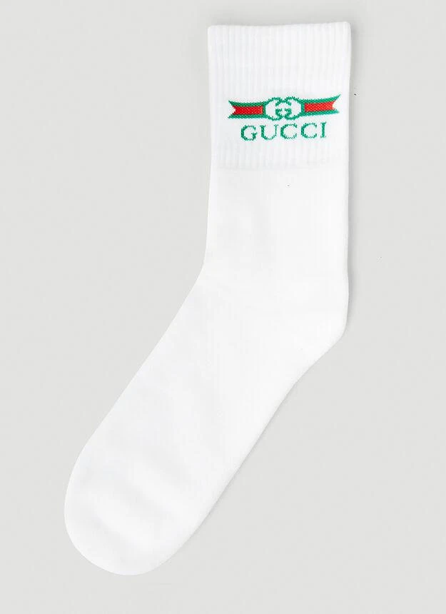 商品Gucci|GG Logo Socks in White,价格¥1056,第1张图片