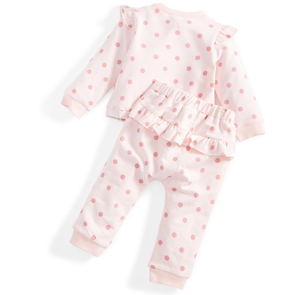 Baby Girls 2-Pc. Dot-Print Ruffle Top & Pants Set, Created for Macy's商品第2张图片规格展示