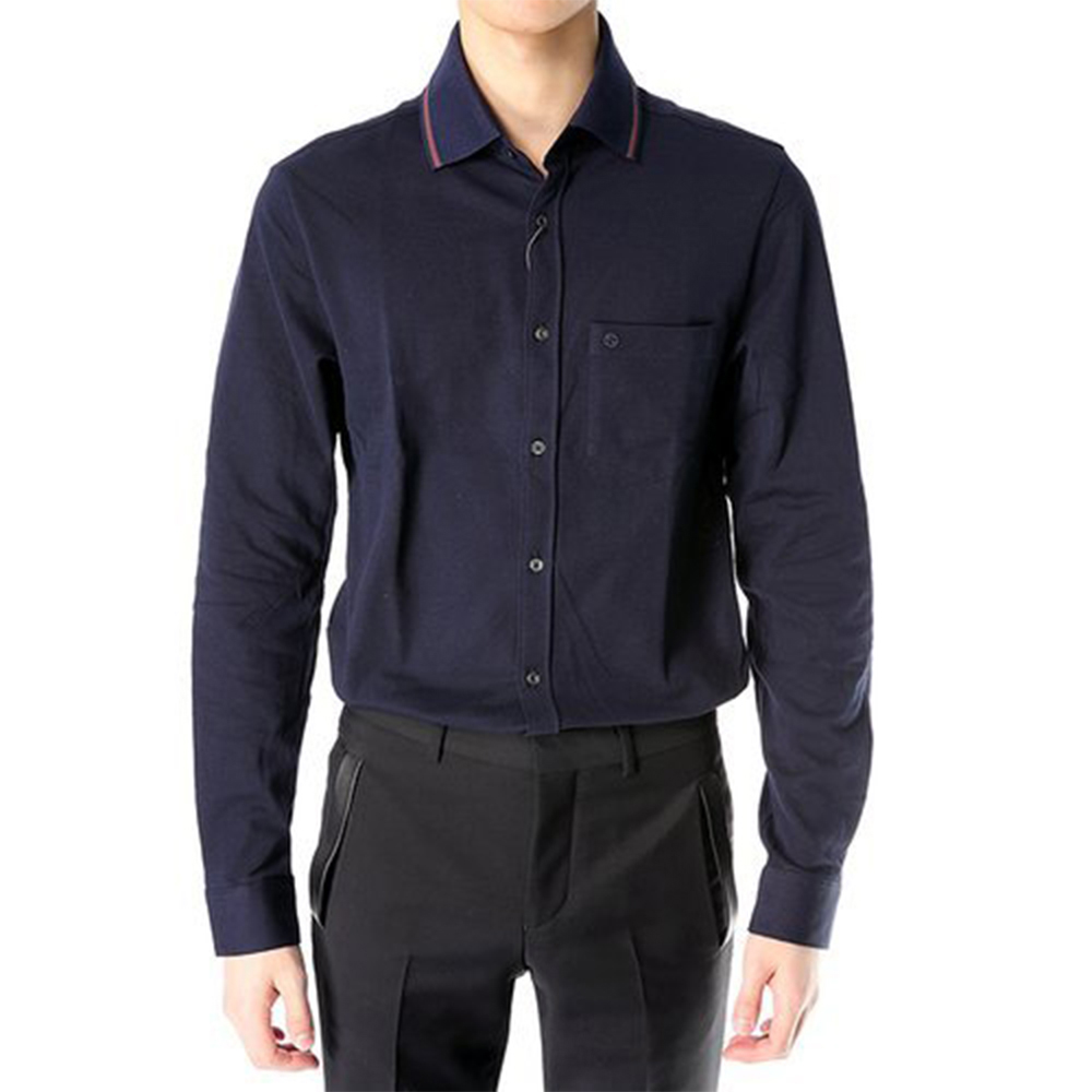GUCCI 男士深蓝色棉质休闲衬衫 381778-Z3849-4440商品第1张图片规格展示