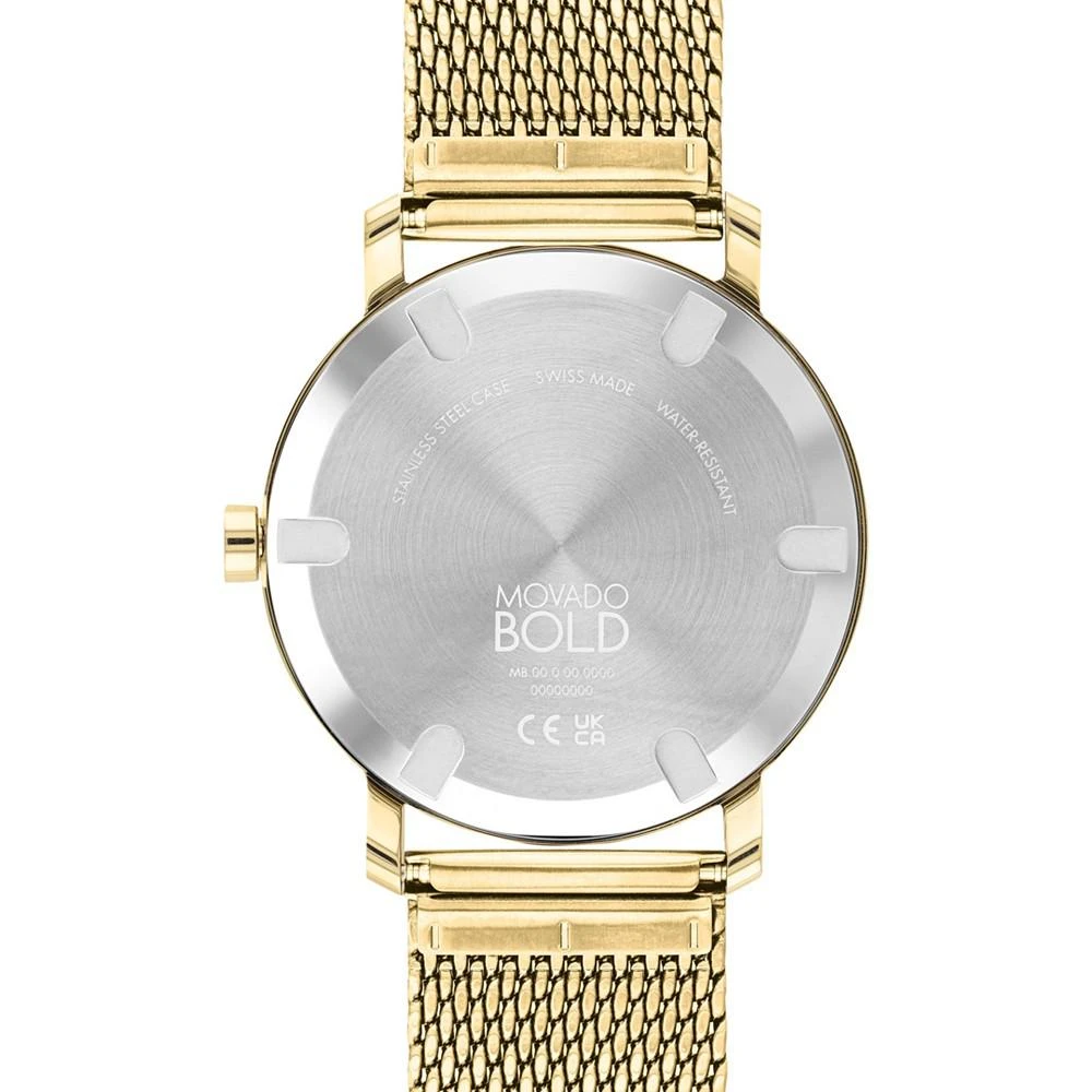 商品Movado|Men's Swiss Bold Gold-Tone Ion-Plated Stainless Steel Mesh Bracelet Watch 40mm,价格¥5174,第3张图片详细描述