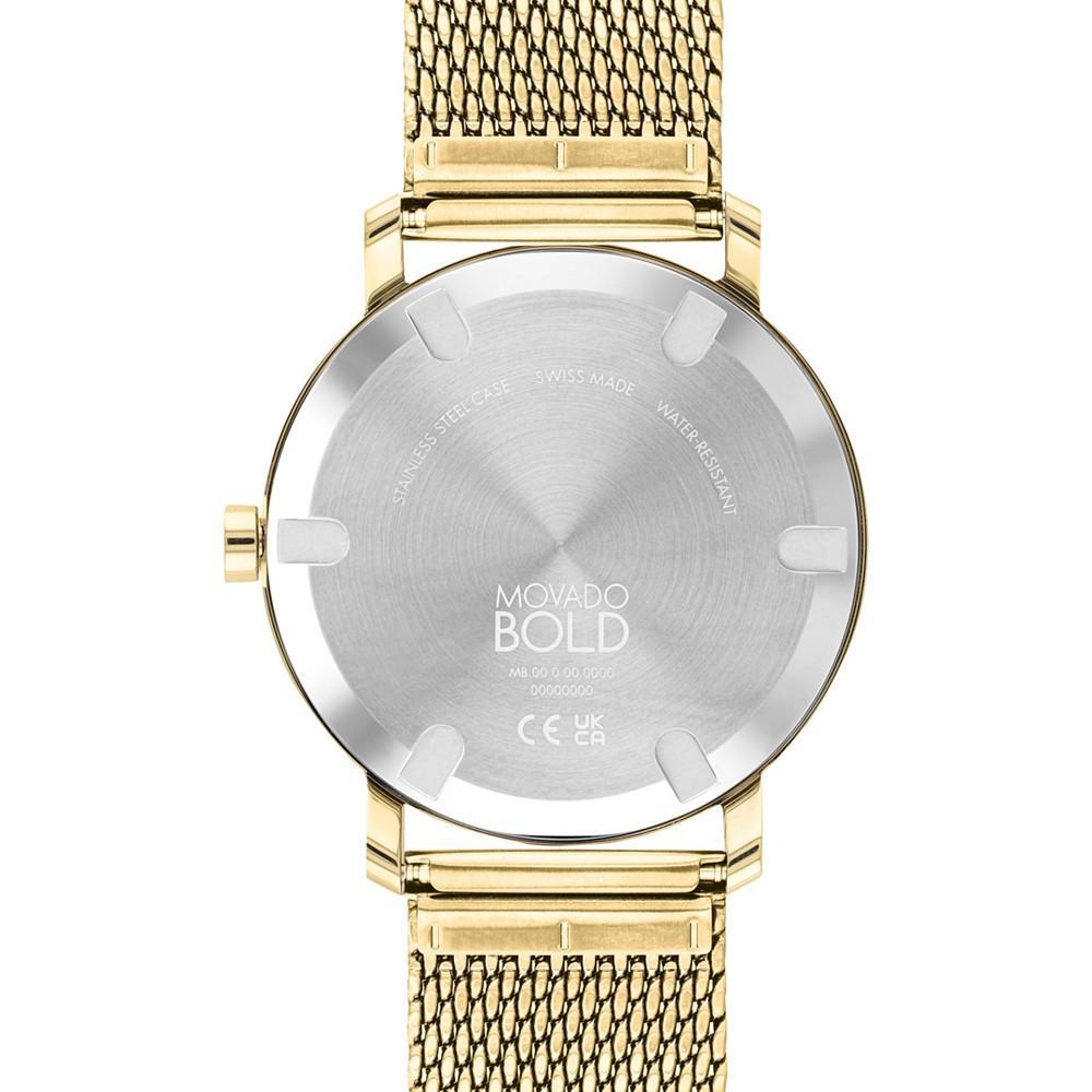 商品Movado|Men's Swiss Bold Gold-Tone Ion-Plated Stainless Steel Mesh Bracelet Watch 40mm,价格¥5198,第5张图片详细描述