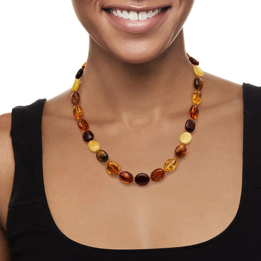 商品Ross-Simons|11-13mm Multicolored Amber Bead Necklace With Sterling Silver,价格¥1200,第2张图片详细描述