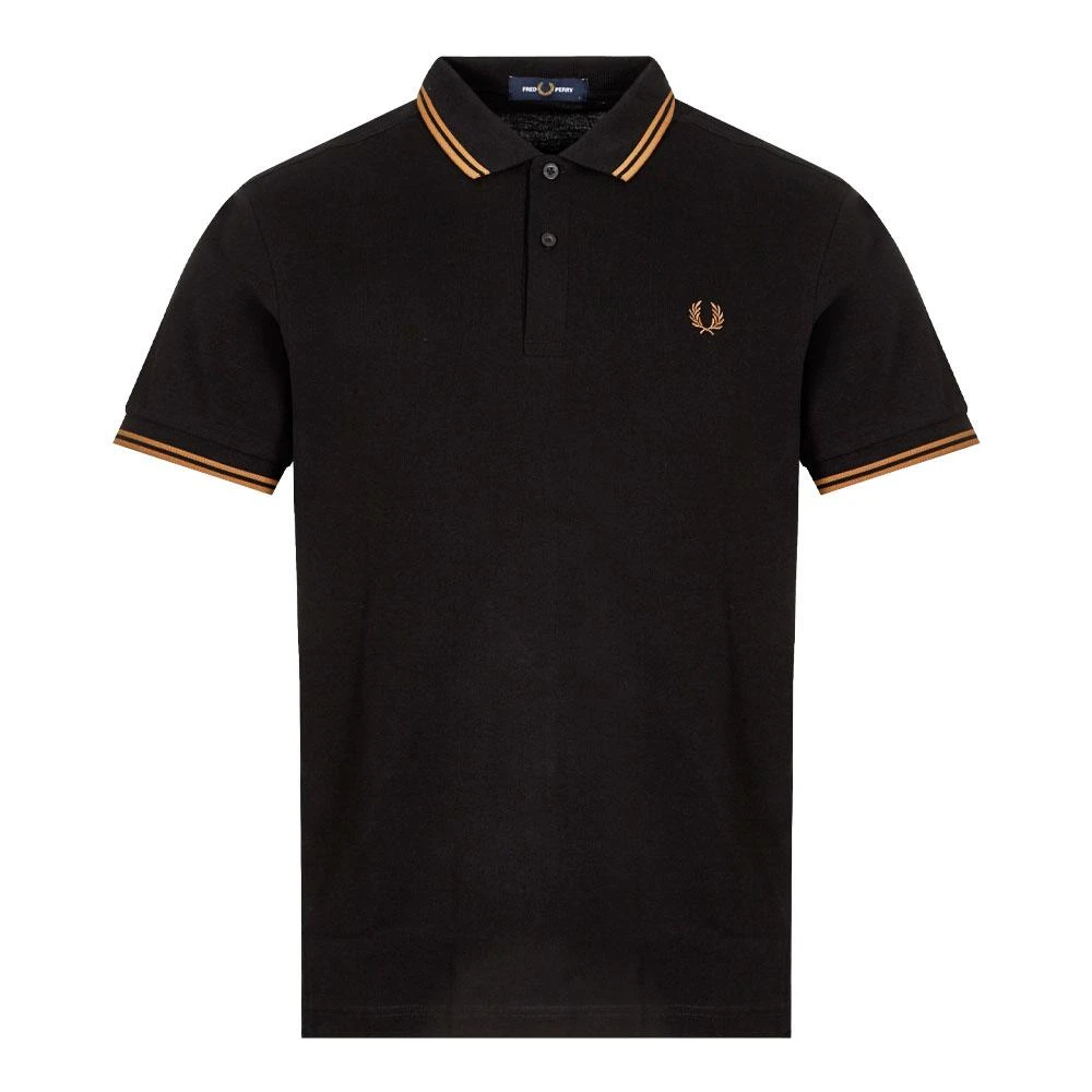 商品Fred Perry|Fred Perry Twin Tipped Polo Shirt - Black / Shaded Stone,价格¥396,第1张图片