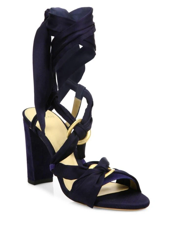 商品Alexandre Birman|Alessa Silk & Suede Ankle-Wrap Sandals,价格¥1766,第1张图片