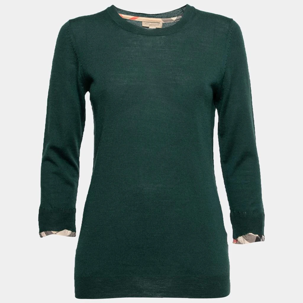 商品[二手商品] Burberry|Burberry Brit Green Merino Wool Nova Check Cuff Detail Sweater S,价格¥907,第1张图片