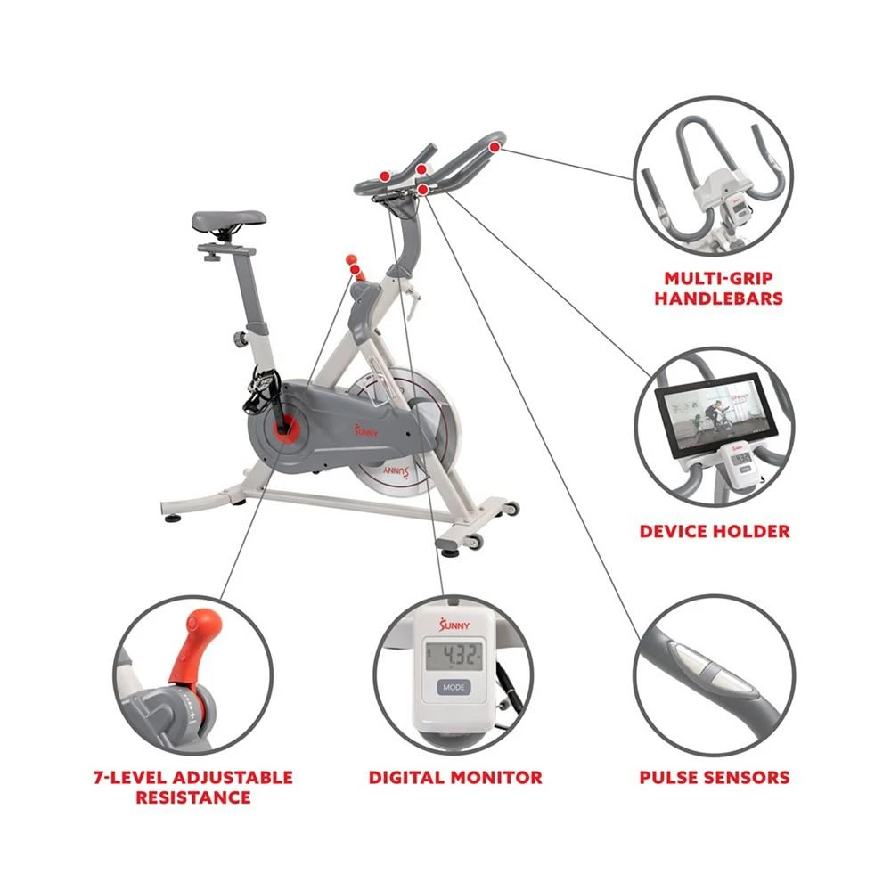 商品Sunny Health & Fitness|Belt Drive Pro Lite Indoor Cycling Exercise Bike, Sf-B1970,价格¥4941,第3张图片详细描述