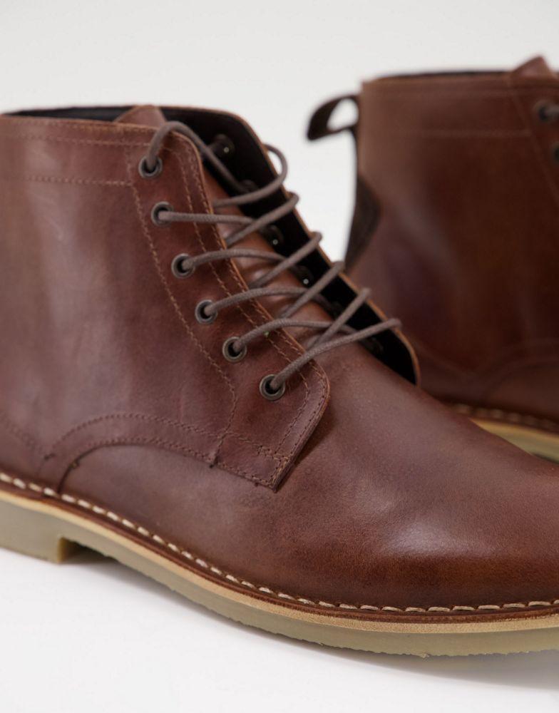 商品ASOS|ASOS DESIGN desert boots in tan leather with suede detail,价格¥317,第5张图片详细描述