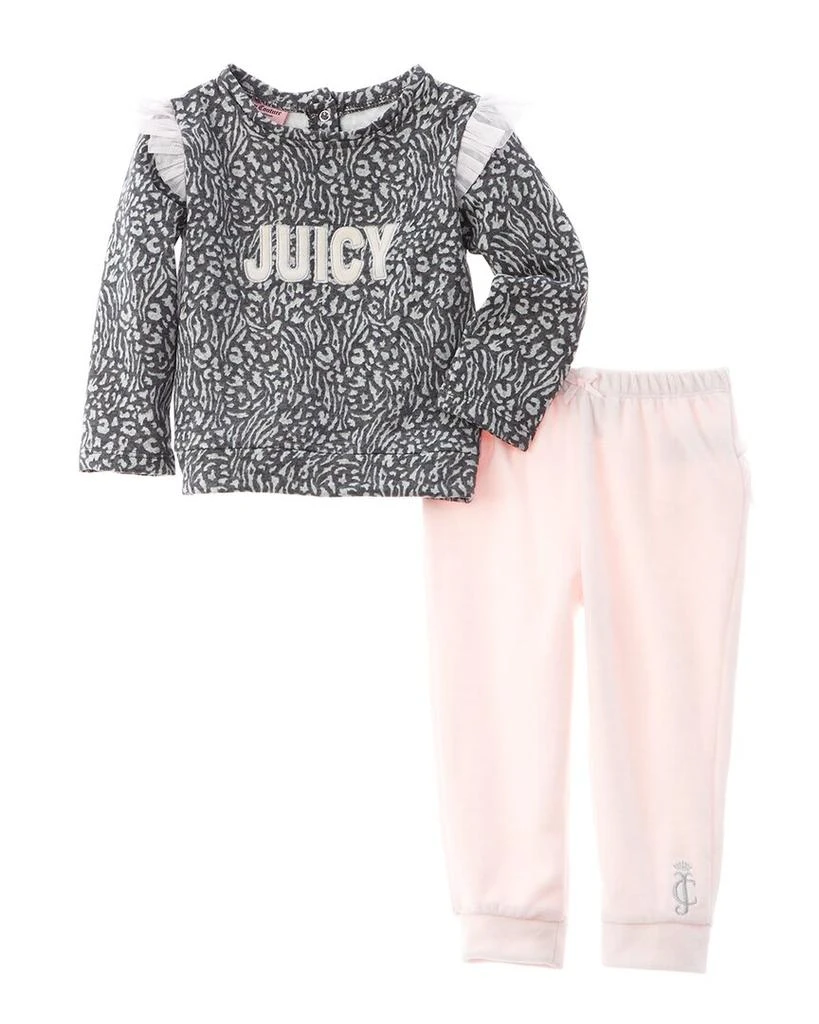 商品[国内直发] Juicy Couture|Juicy Couture 2pc Fleece Top & Velour Pant Set（婴儿Size 3-6M）,价格¥135,第1张图片