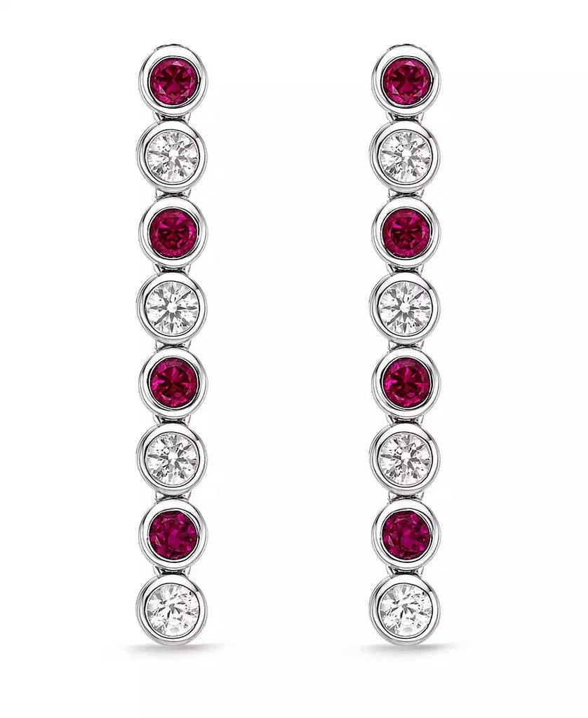 商品Macy's|Sterling Silver Elegant Alternating Lab Grown Red Ruby and Lab Grown White Sapphire Round Bezel Set Drop Earrings,价格¥561,第3张图片详细描述