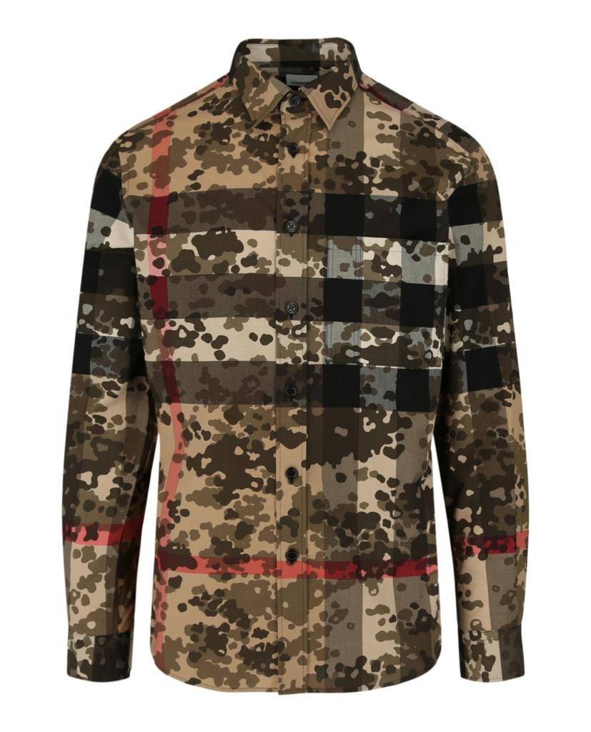 Camouflage Check Long Sleeve Shirt商品第2张图片规格展示