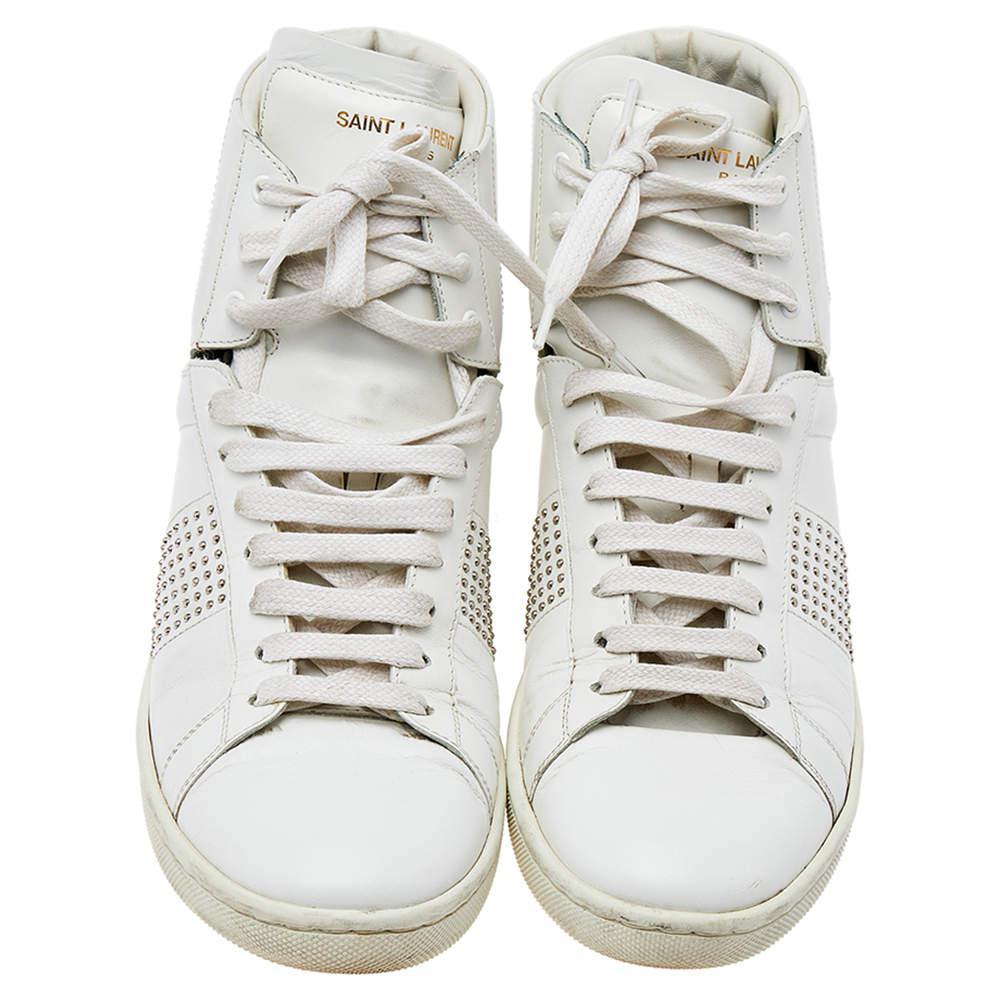 商品[二手商品] Yves Saint Laurent|Saint Laurent White Leather Signature Court Classic SL/01H High Top Sneakers Size 37.5,价格¥1017,第5张图片详细描述