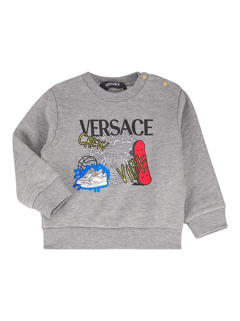 【送料&関税込】Versace Cotton Sweatshirt Versace - Cotton crew-neck sweater Light Blue - The Corner