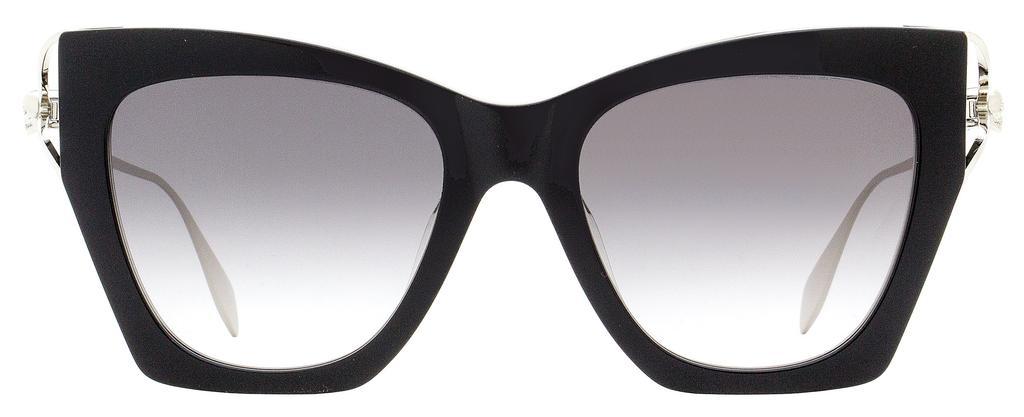 商品Alexander McQueen|Alexander McQueen Women's Square Cat Eye Sunglasses AM0375S 001 Black/Silver 53mm,价格¥2126,第4张图片详细描述