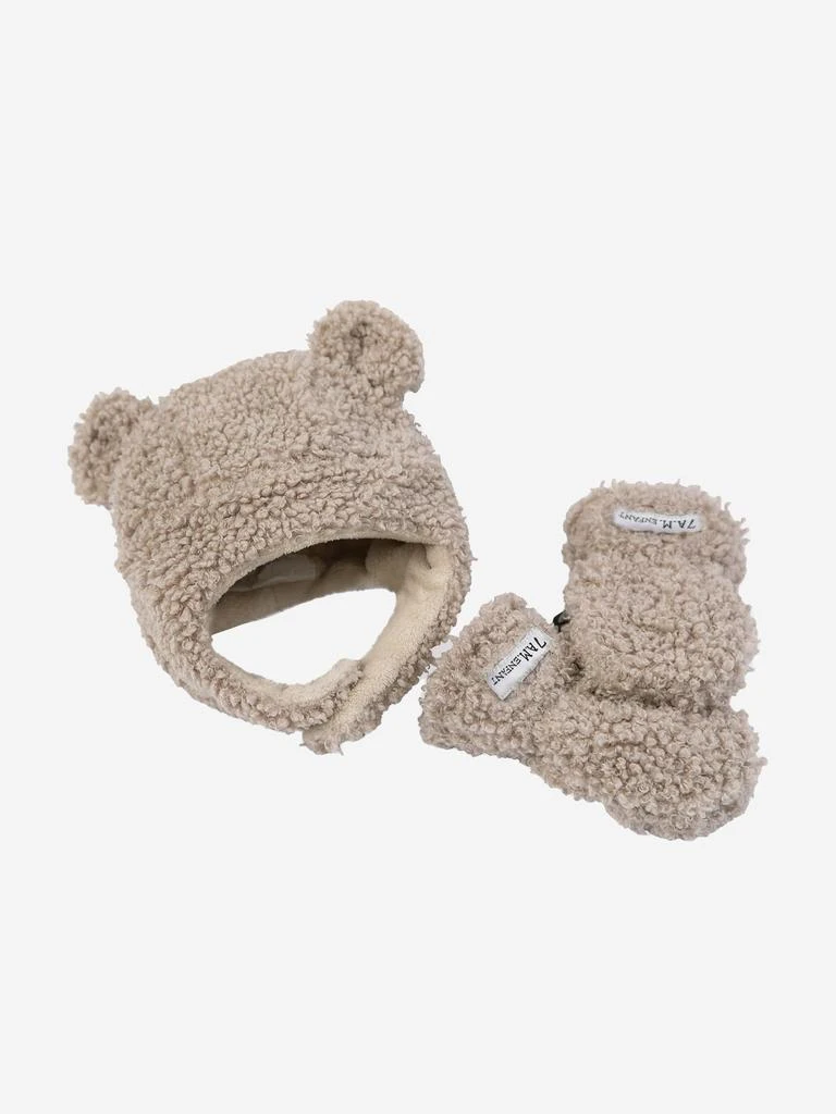 商品7AM Enfant|7AM Enfant Baby Hat & Mittens Set-Teddy in Beige,价格¥435,第1张图片