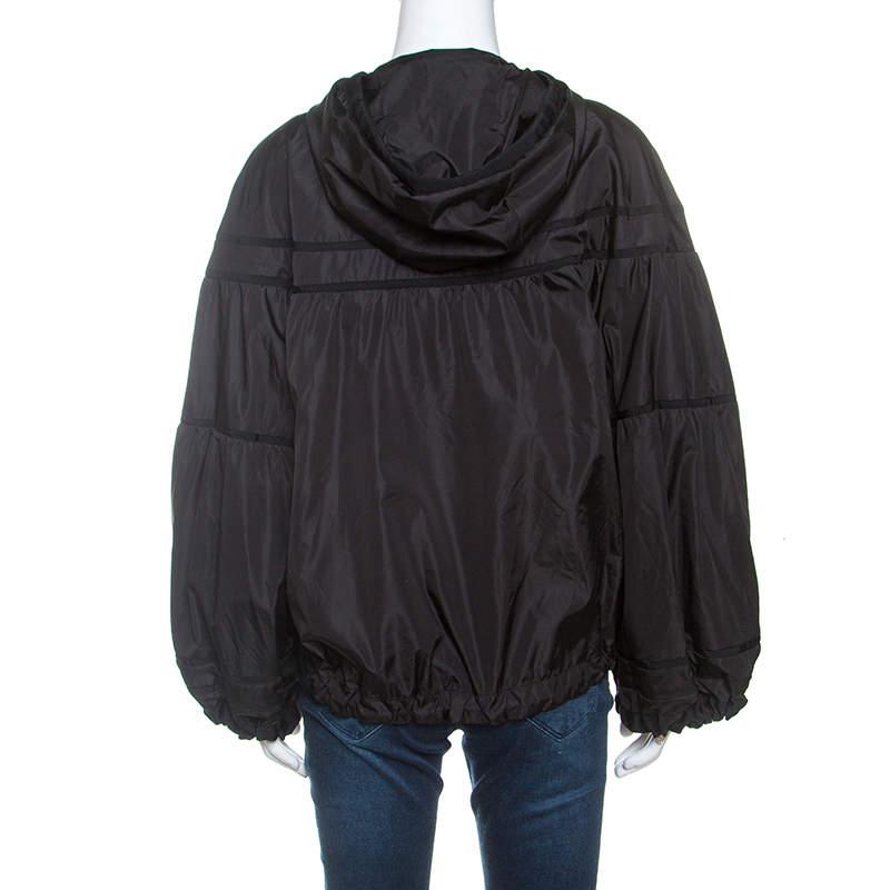 Moncler Black Grosgrain Trim Balloon Sleeve Hooded Jacket L商品第3张图片规格展示