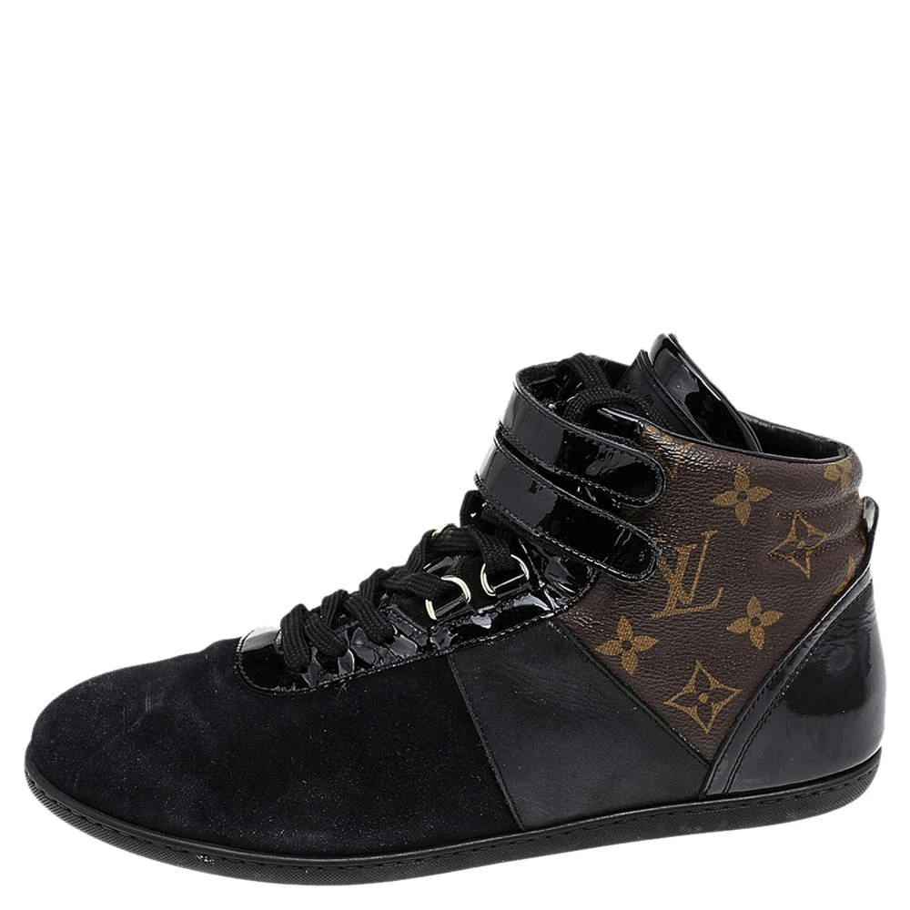 商品[二手商品] Louis Vuitton|Louis Vuitton Black/Brown Suede And Monogram Canvas Move Up High Top Sneakers Size 39,价格¥3350,第2张图片详细描述