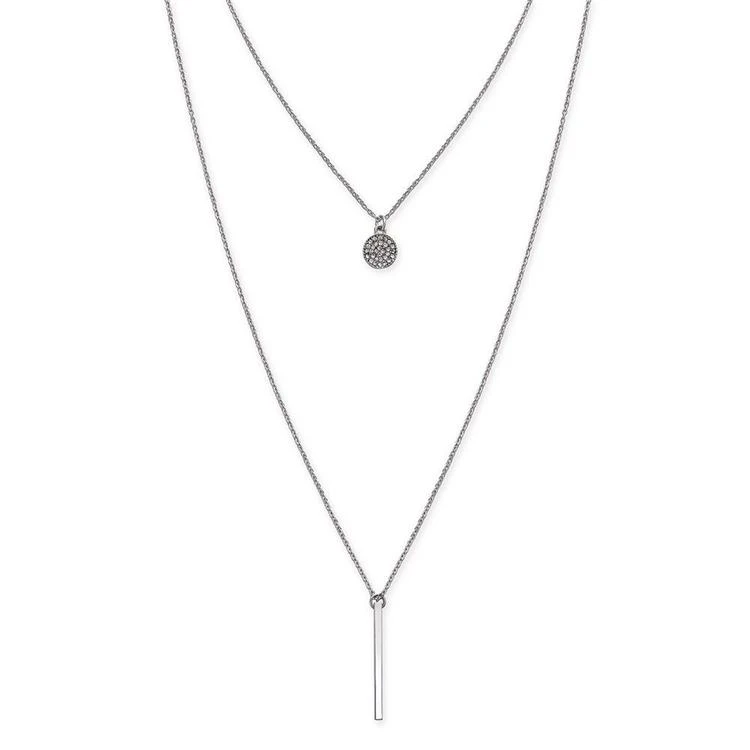 商品INC International|I.N.C. Silver-Tone Pavé Double Layer Pendant Necklace, Created for Macy's,价格¥187,第1张图片