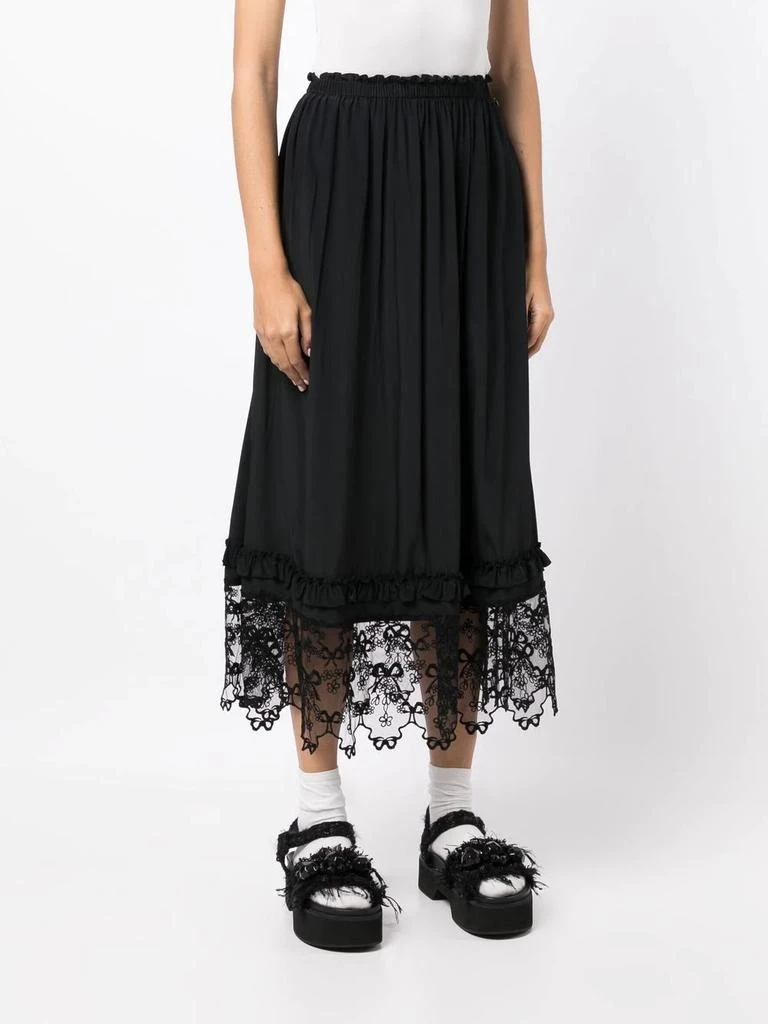 商品Simone Rocha|SIMONE ROCHA WOMEN ELASTICATED MAXI SKIRT W/ LACE TRIM,价格¥2371,第1张图片