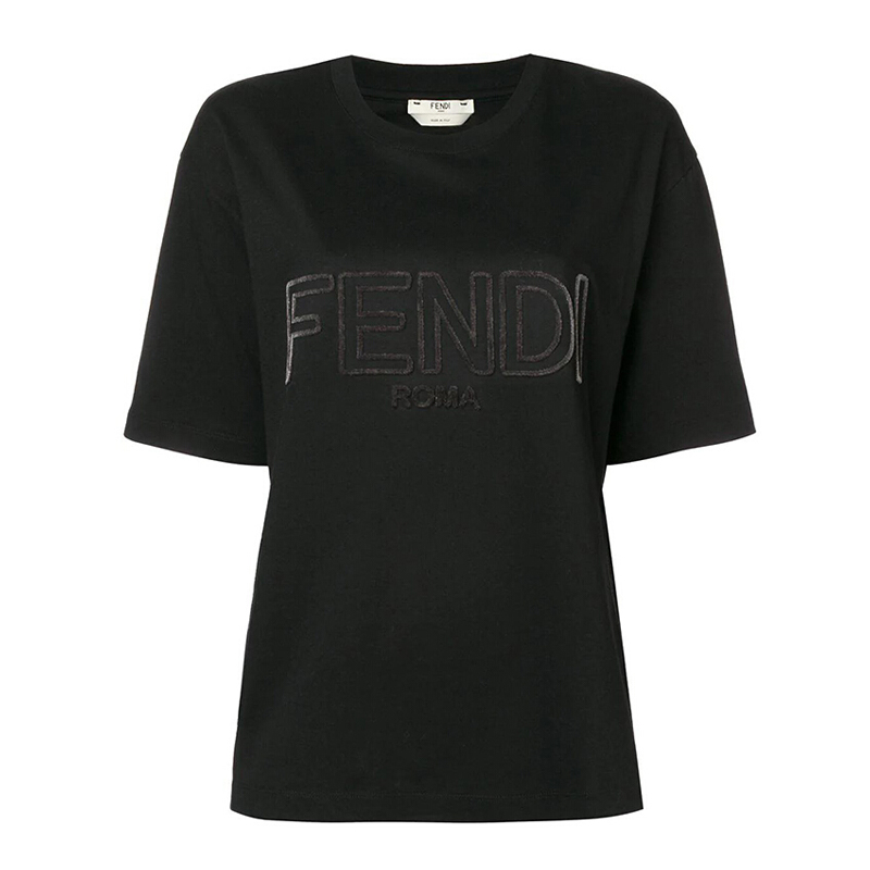 Fendi 芬迪 女士黑色时尚休闲字母短袖T恤 FAF077-A47A-F0GME商品第1张图片规格展示