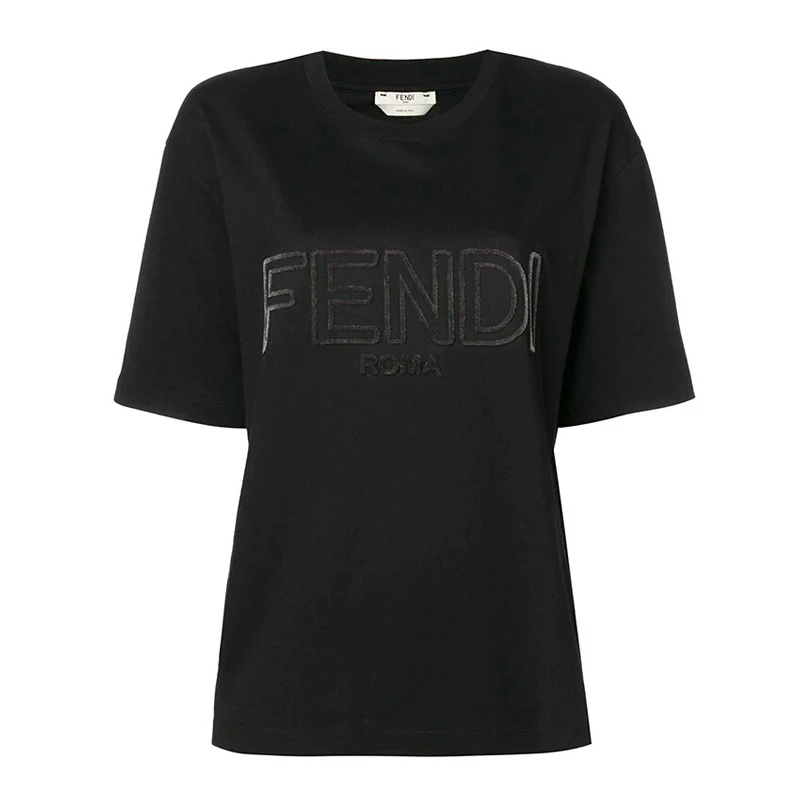 商品Fendi|Fendi 芬迪 女士黑色时尚休闲字母短袖T恤 FAF077-A47A-F0GME,价格¥1669,第1张图片